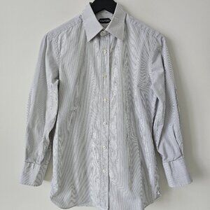 POWT TOM FORD White Stripe Cotton Button Dress Shirt Men's 39/15.5 Made In Italy